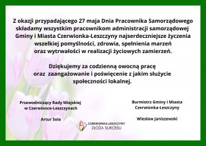 Życzenia z okazji Dnia Pracownika Samorządowego